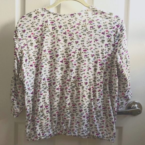 Lucky Brand cotton floral boho white-pink top, sz M - Picture 2 of 11